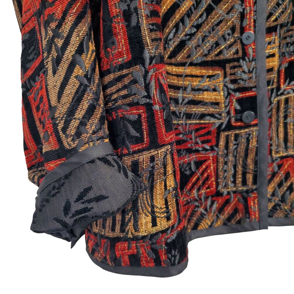 Coldwater Creek Size XL Jacket Reversible Tapestry Jacquard Chenille Velvety Art - Picture 11 of 15